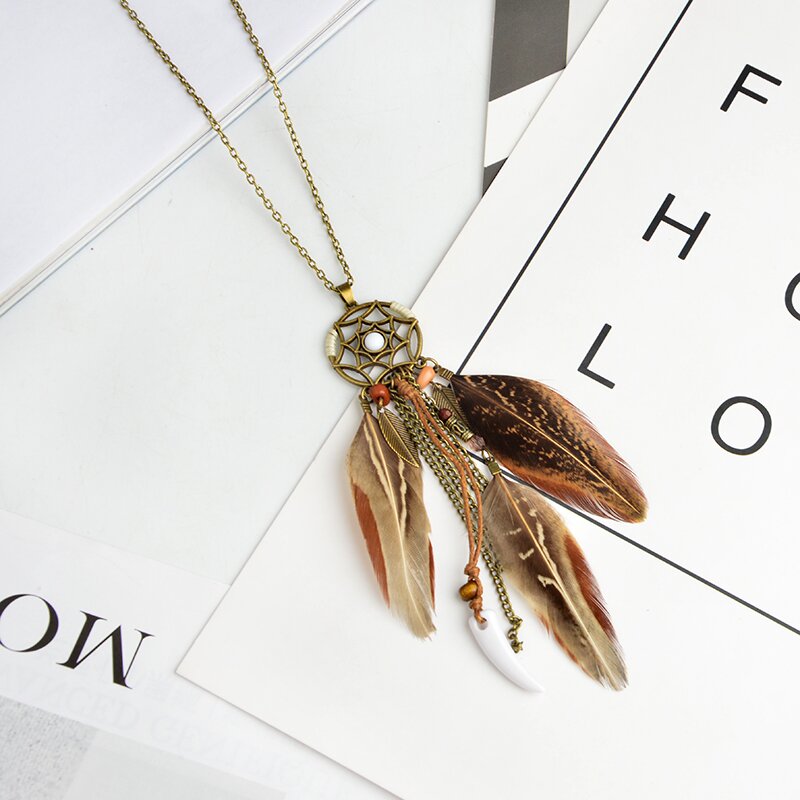 Beautiful Brown Feather Necklace