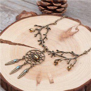 Bronze Feather Vintage Necklace